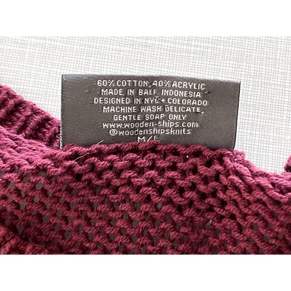 Wooden Ships Sz M/L Game Day Pullover Sweater Maroon Cotton Fan Gear Sporty - Picture 11 of 11